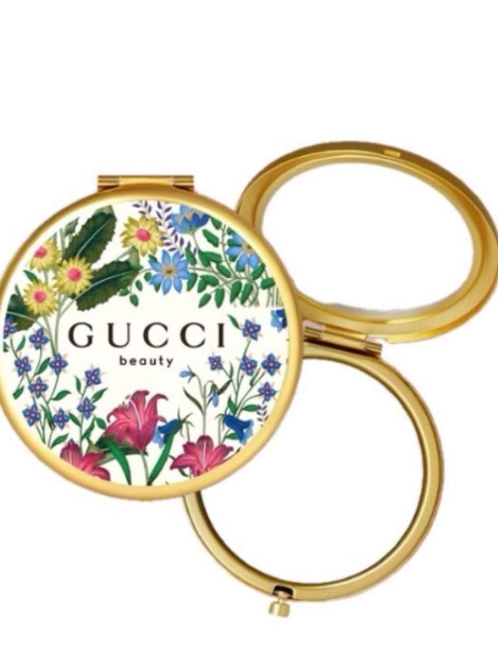 Gucci Beauty Floral Compact Mirror in Pink and Gold. - Picture 5 of 10